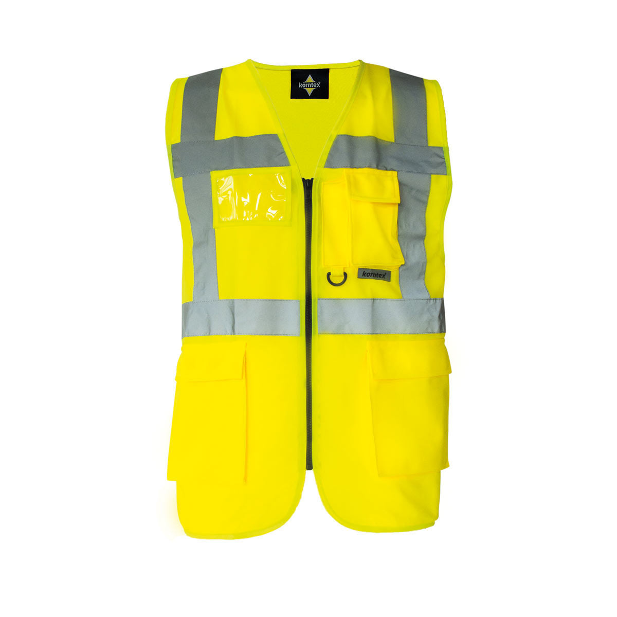 Warnschutzweste mit Reißverschluss und Taschen - Gelb –